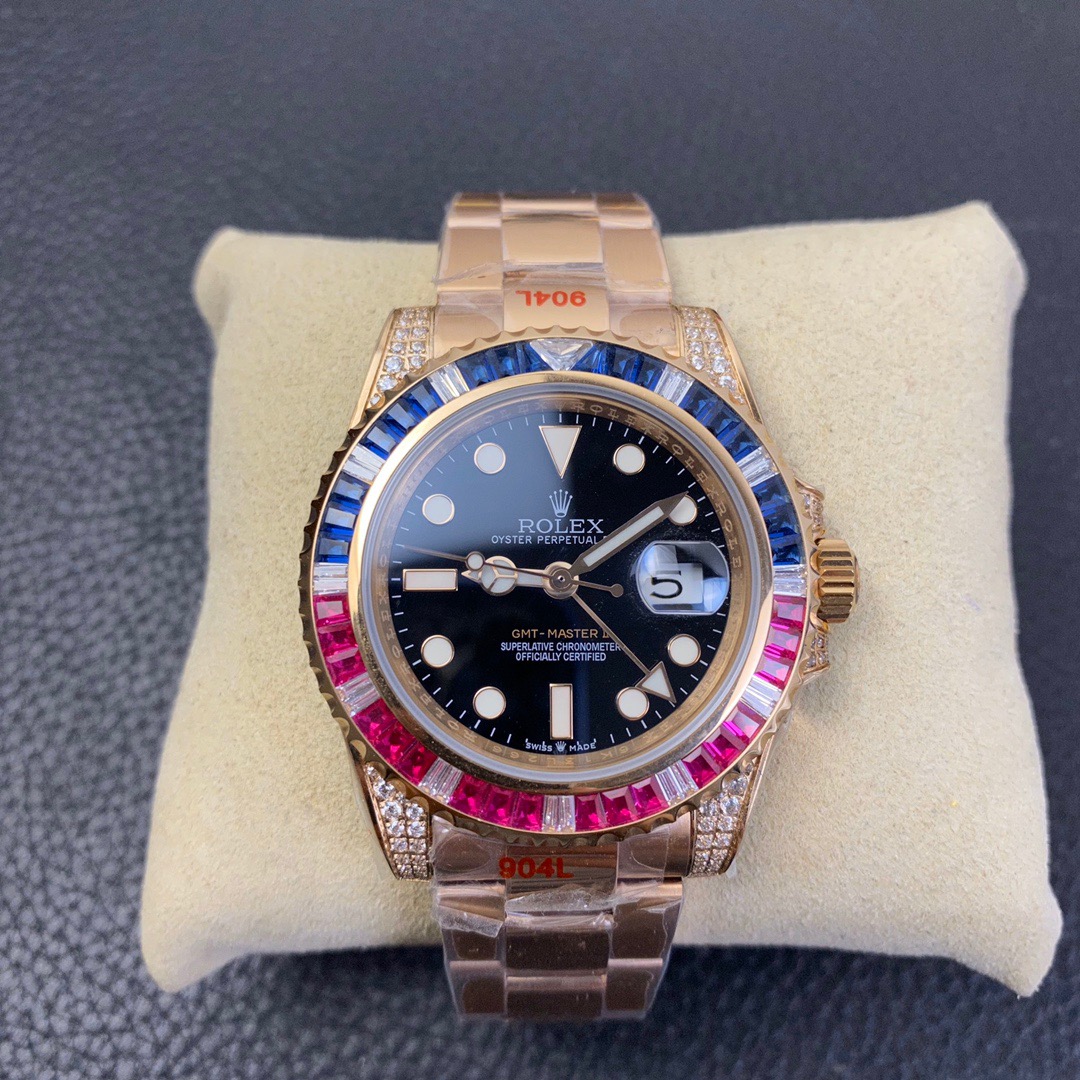 Rolex GMT-Master II 1267555SARU 'SARU' Rose Gold Black Dial Diamond Bezel