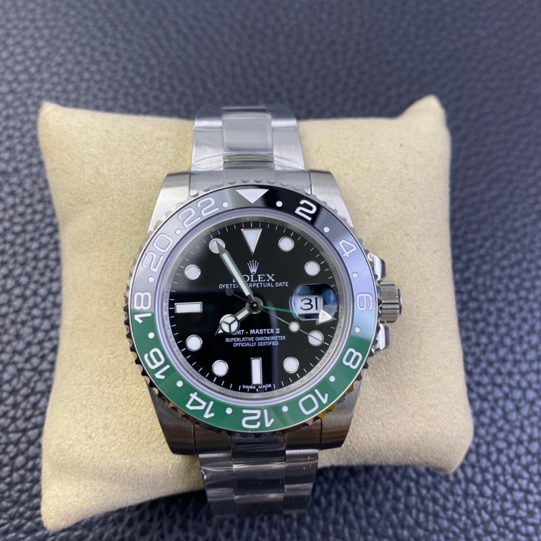 Rolex Steel GMT-Master II 40 Watch Sprite Black Dial