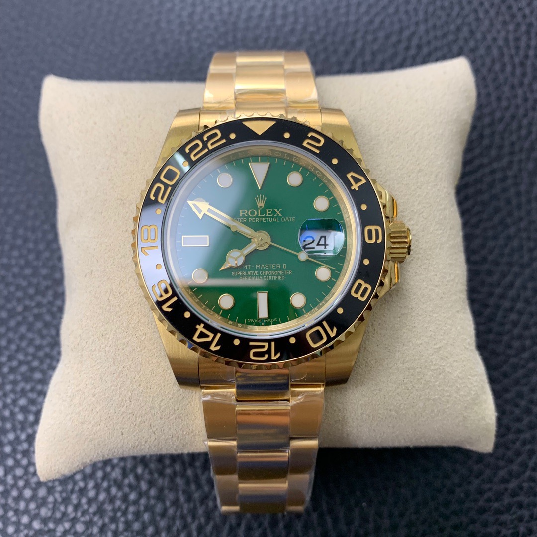 Rolex GMT-Master II Yellow Gold Green Dial Oyster Bracelet