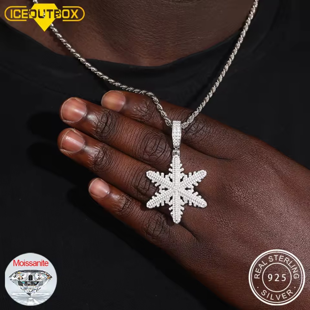 S925 Moissanite Snow Flower Pendant Necklace - Luxury Sterling Snowflake Jewelry Gifts