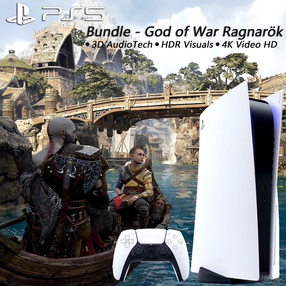 Sony PS5 Digital Edition Bundle - God of War Ragnark, Ultra High Speed PS5