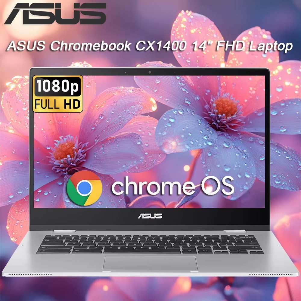 ASUS Chromebook CX1400 14" FHD Laptop, Intel Celeron N4500, 4GB RAM, Up To 320GB Storage, Chrome OS