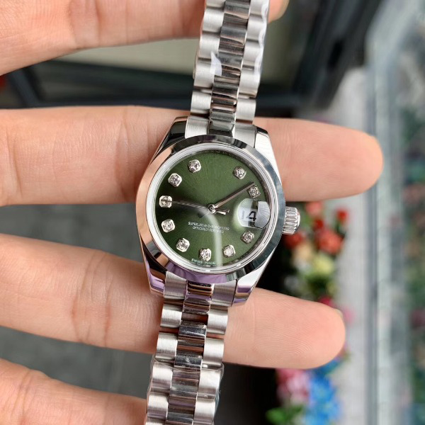 Ladies Datejust Green Diamond Dial Smooth Bezel 