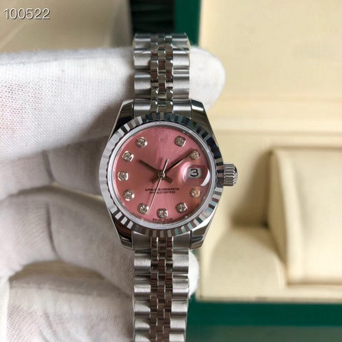 Ladies Datejust Stainless Steel Pink Diamond Watch