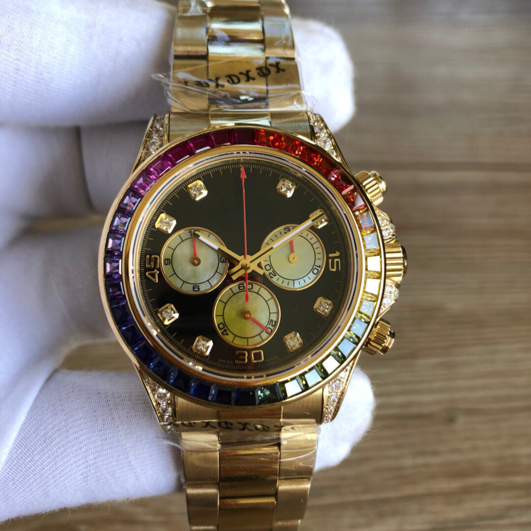 Clean Factory AAA Daytona Chronograph Rainbow Bezel REF 116598RBOW